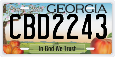 GA license plate CBD2243