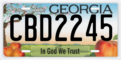 GA license plate CBD2245