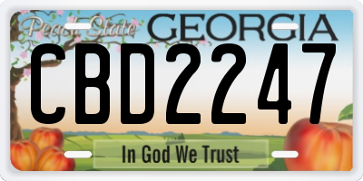 GA license plate CBD2247