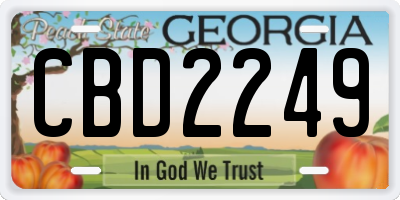 GA license plate CBD2249