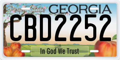GA license plate CBD2252