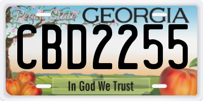 GA license plate CBD2255