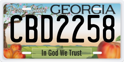 GA license plate CBD2258