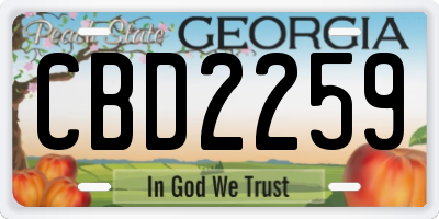 GA license plate CBD2259