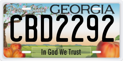 GA license plate CBD2292