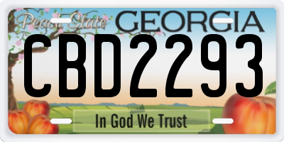 GA license plate CBD2293