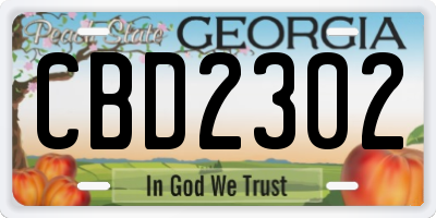 GA license plate CBD2302