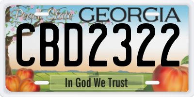 GA license plate CBD2322