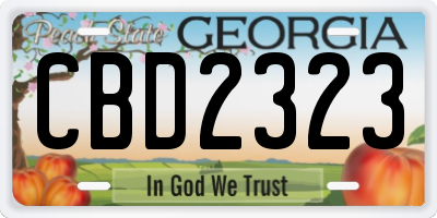 GA license plate CBD2323