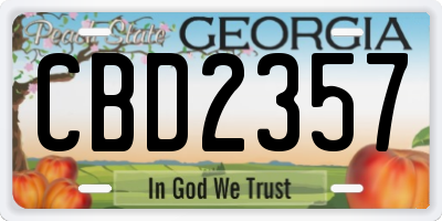 GA license plate CBD2357