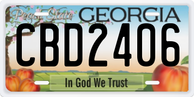 GA license plate CBD2406