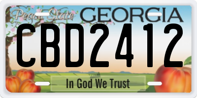 GA license plate CBD2412