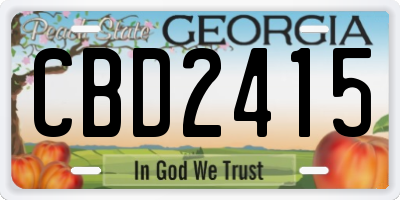 GA license plate CBD2415