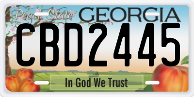 GA license plate CBD2445