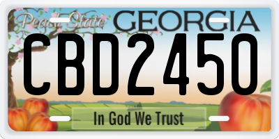 GA license plate CBD2450