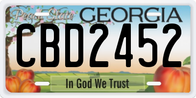 GA license plate CBD2452