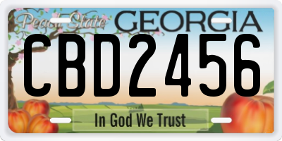 GA license plate CBD2456