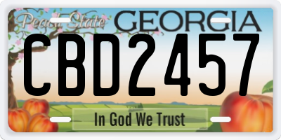 GA license plate CBD2457