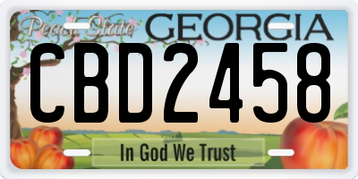 GA license plate CBD2458