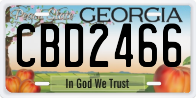 GA license plate CBD2466