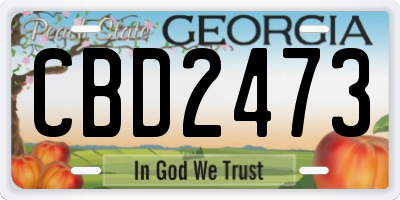 GA license plate CBD2473