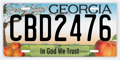 GA license plate CBD2476