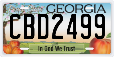 GA license plate CBD2499