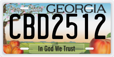 GA license plate CBD2512