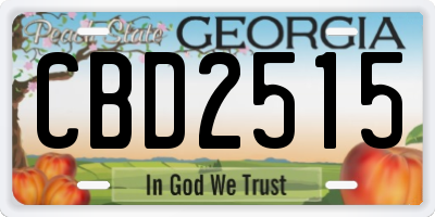GA license plate CBD2515
