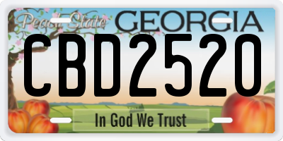 GA license plate CBD2520