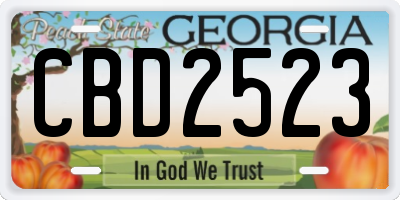 GA license plate CBD2523