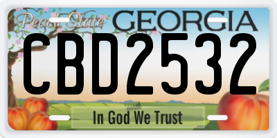 GA license plate CBD2532