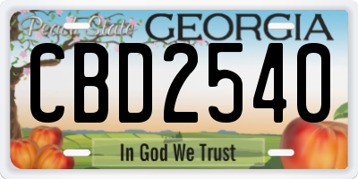 GA license plate CBD2540