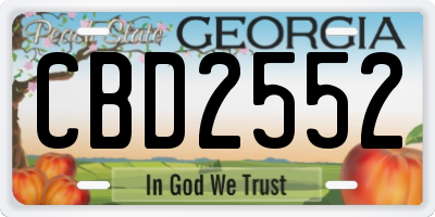 GA license plate CBD2552