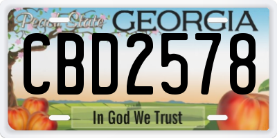 GA license plate CBD2578