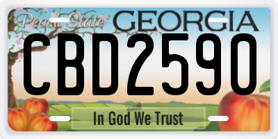 GA license plate CBD2590