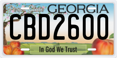 GA license plate CBD2600