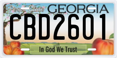 GA license plate CBD2601