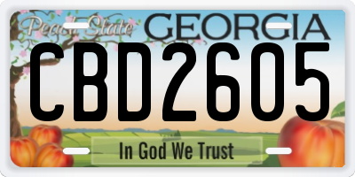 GA license plate CBD2605