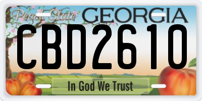 GA license plate CBD2610