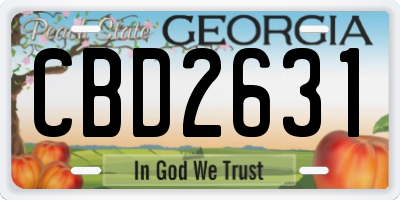 GA license plate CBD2631