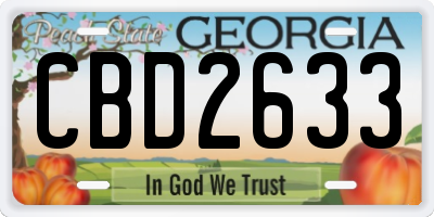GA license plate CBD2633