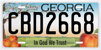 GA license plate CBD2668