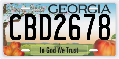 GA license plate CBD2678