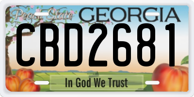 GA license plate CBD2681