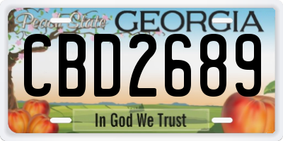 GA license plate CBD2689