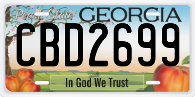GA license plate CBD2699
