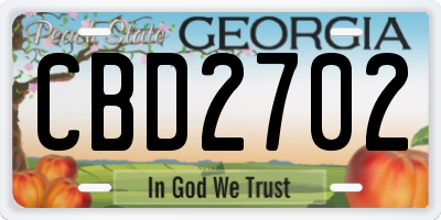 GA license plate CBD2702
