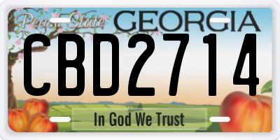 GA license plate CBD2714
