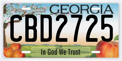 GA license plate CBD2725